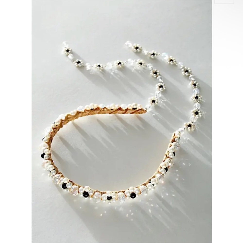Free People x Curried Myrrh Magritte Pearl Maisie Dangle Beaded Headband NEW